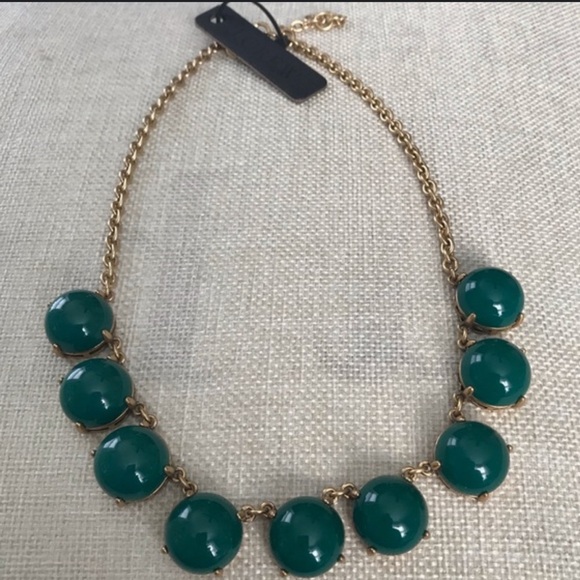 NWT J. Crew Necklace with Green Cabochon Stones - Picture 1 of 2